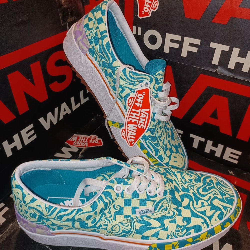 Vans Men's 3.5/Women's 5 Era Stacked Wavy Daze Tile Blue - VN0A4BTOCE5